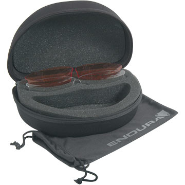 Endura's Stingray Sunglasses come with a hard case, microfiber bag and spare lenses. Endura's Stingray Sunglasses come with a hard case, microfiber bag and spare lenses.